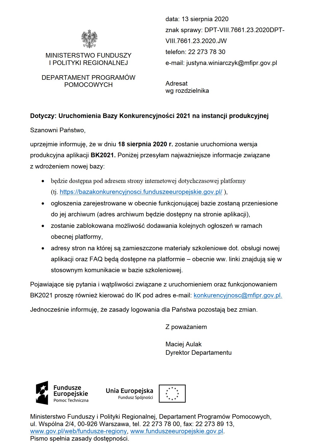 uruchomienie bazy konkurencyjnosci